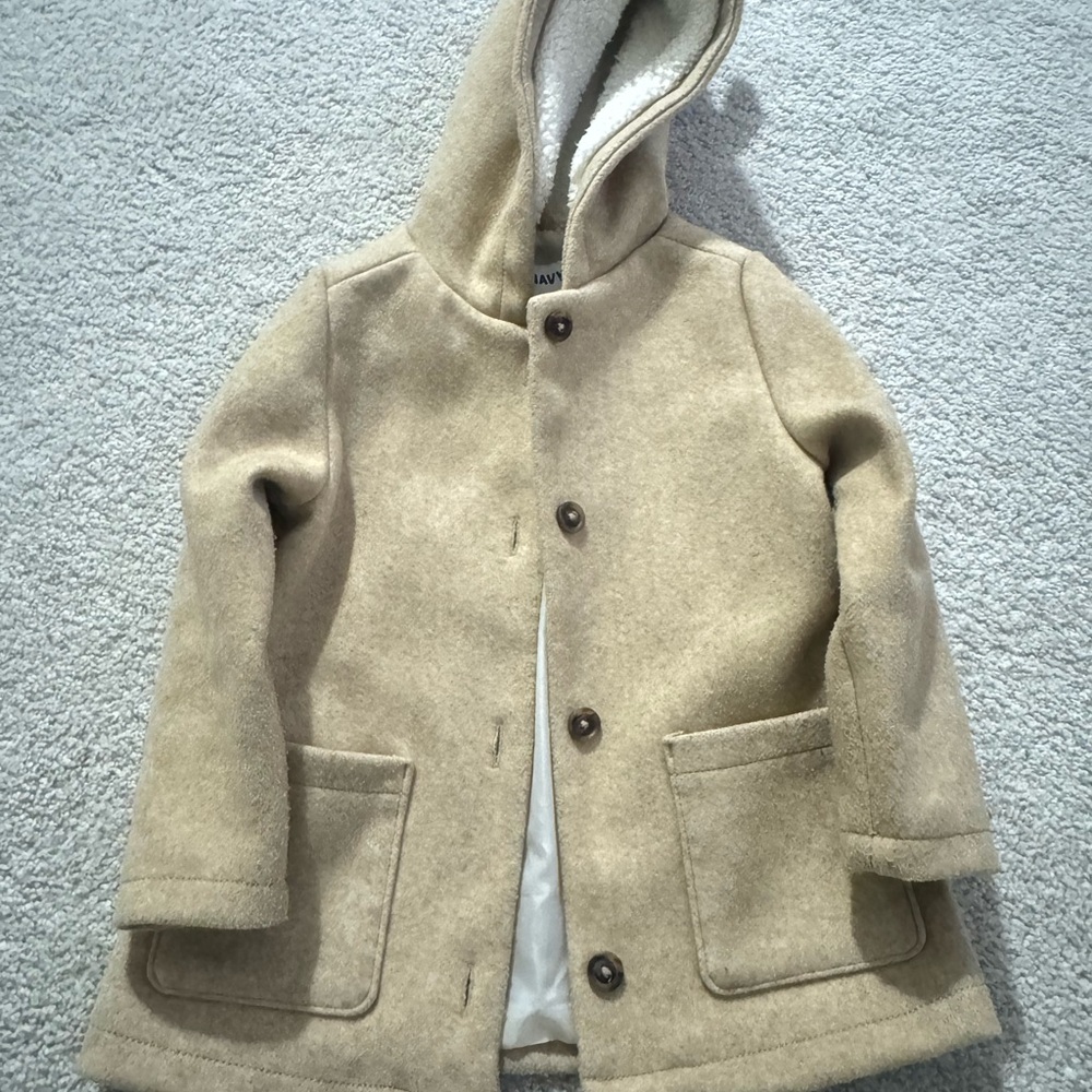 Old Navy Beige Kids Pea Coat with Hood